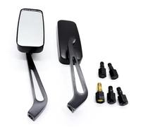 Universal 8mm/10mm Motorcycle Handlebar Rear View Mirrors Rectangle Black Square Smoke Blue Glass Side Mirror Accessories(Black clear lens)