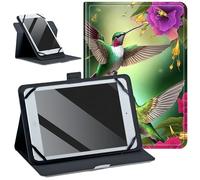Universal 9-10.5 inch Tablet Case for iPad/Samsung/Kindle/Huawei/Lenovo/Android/Dragon Touch,DIGTIALL 360 Degree Rotating Stand & Multiple Viewing Angles Protective Cover,Humming Bird Flower