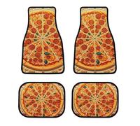 Universal A Full Pizza Car Floor Mats Set of 4 All-Weather Heavy Duty Polyester Auto Carpets with Anti-Slip Nibbed Backing Waterproof Front & Rear Liners for Cars Suvs Trucks Vans