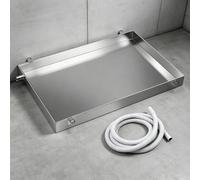 Universal AC Drip Pan, Stainless Steel Water Catcher Tray, 4 Inch High Leak Proof Condensate Drain Tray for Air Conditioner and Industrial Equipment