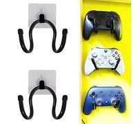 Universal Adhesive Game Controller Organizer Wall Rack Wall Mount Wall Clip Wall Hanger for Xbox One PS4 Switch Pro Game Controller, Headphone Holder - No Drilling - Easy to Install - 2 Pack