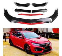 Universal Adjustable Front Bumper Lip Chin Spoiler Splitter Diffuser Protector Body Kit Compatible with Honda Nissan Toyota Subaru Mazda, Black w/Red