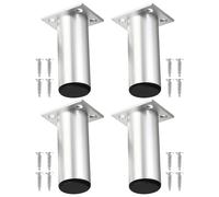 Universal Adjustable Furniture Feet 4.5" Silver Sofa Cabinet Bed Chair Riser Legs (Pack of 4)