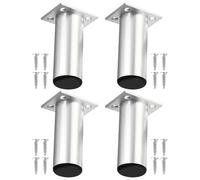 Universal Adjustable Furniture Feet 4.5" Silver Wardrobe Table Footrest Riser Legs (Pack of 4)