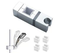 Universal Adjustable Shower Head Holder, 360° Rotating Wall Mount Shower Bracket with Square Slider Bar for Rectangular Rails and Lifting Rods, No Drill Replacement Shower Head Stand for Bathroom