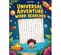 Universal Adventure Word Search for Kids: 50 Puzzles with Solutions: Explore Space, Ocean & Jungle Themes with Cute Doodle Art - Large Print Activity Book for Ages 8-12