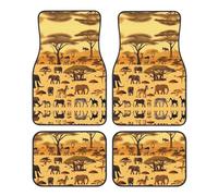 Universal African grassland animals Print Car Floor Mats â€“ Four-Piece Set for Front & Rear, Durable for SUV, Sedan, Van, Truck