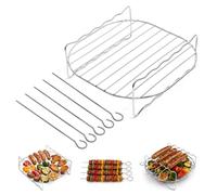 Universal Air Fryer Grill Rack with 5 Skewers, 20cm/8inch Cooking Tray