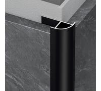 Universal Aluminium Round Corner Trim - 12mm Rustproof Tile Ed Beading - 100cm (3pcs) for Bathroom & Kitchen - Slish Black h for Wall Panels & EDS