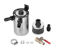 Universal Aluminum Alloy Oil Tank Reservoir Catch Can with 2 Port Accessory Kit Boost Engine Performance and Protect Engine Life for PCV Valve Intake System Black Silver Blue Red (Silver)