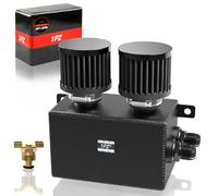 Universal Aluminum AN10 1.2L Twin Baffle Dual Filter Engine Oil Catch Can Tank With 2 Air Filters Oil Catch Reservoir Tank Can Breather Kit Black