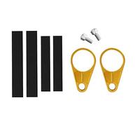 Universal Aluminum Brake Line Clamps, Motorcycle ATV Modification Parts, CNC Machined 6061 - T6 Alloy with Rubber Shims, Double Hole Design for Various Brake Lines, Includes Screws (Gold)