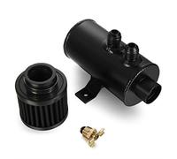Universal Aluminum Engine Baffled Oil Catch Can Kit Coolant Overflow Tank Reservoir 750ML w/Breather Filter Kit Cylinder 2 Front Ports 10AN (Black)