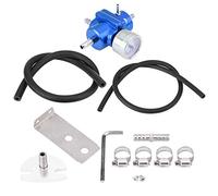 Universal Aluminum Fuel Pressure Regulator Gauge & Hose Kit 0-140 PSI Adjustable, Automotive Replacement Fuel Injection Pressure Regulators (Blue)