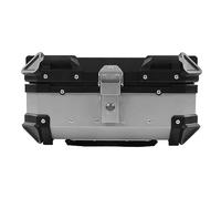 Universal Aluminum Motorcycle Helmet Box 28L/36L/45L/55L/65L/80L/100L - Rear Storage Case for Scooter Moped Quad & Bike - Silver Top Case for Safe Gear Storage
