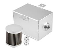 Universal Aluminum Oil Catch Can Tank, 2L Engine Oil Breather Reservoir with Baffle Tube and Drain Valve, High Performance Oil Filter for Car Modified, Compatible with Most Vehicle (Silver)