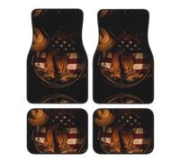 Universal American Flag with Cowboy Boots Print Car Floor Mats â€“ 4-Piece Set, Rubber Backing, Easy to Clean, Fits Most Cars, SUVs, and Trucks