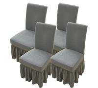 Universal Anti-Slip Dining Chair Covers with Long Skirt Set of 4 Dark Gray Slipcovers for Kitchen Wedding Party Banquet Protect & Transform Your Dining Room Furniture