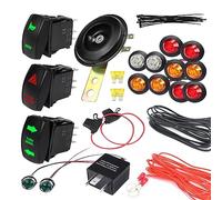 Universal ATV UTV SXS Turn Signal Kit, Street Legal Turn Rocker Light 120DB Horn Reverse Light Rocker Switch Flashing Adjustable Relay Kit for Polaris Dirt Bike RZR Kaw-as-aki Golf Cart Dune Buggy