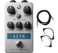 Universal Audio UAFX 1176 Studio Compressor Pedal - Bundle with Instrument Cable and 2 Patch Cables