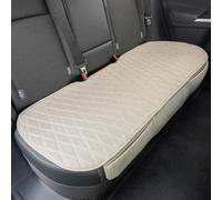 Universal Auto Faux Linen Back Car Seat Cover Beige - Breathable Rear Seat Protector with Non-Slip Bottom Size M - Diamond Stitched Bench Seats Cushion for Vehicles Cars Van SUV Truck