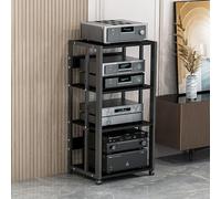 Universal AV Rack with Wheels 2/3/4/5 Tier HiFi Stand Adjustable Audio Video Storage Shelf for Living Room Home Theater Entertainment Center (Black H89cm)