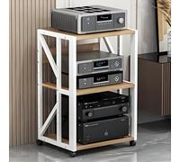 Universal AV Rack with Wheels Adjustable 2/3/4/5 Tier HiFi Stand Multi-Level Audio Video Shelf for Living Room Home Theater Entertainment Center (White H69cm)