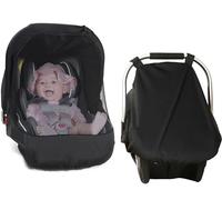 Universal Baby Car Seat Sunshade Insect Mosquito Net 2 in 1 Car Seat Canopy with Zipper UV Sun Protection Blackout Cover Infant Baby Carrier Cover