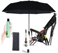 Universal Baby Parasol, Baby Stroller Sun Shade Sun Protection Sun Shade for Strollers, Waterproof Umbrella for Trolley Bike Wheelchair Buggy Fishing, Bicycle Umbrella with Holder Clip Clamp,Black
