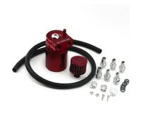 Universal Baffled Oil Catch Tank Can Reservoir With Air Filter 300ml Aluminum Alloy Auto Engine Parts Diesel Filter Water Sensor(Red)