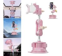 Universal Ball Head Arm for Phone, 360° Rotating Car Phone Holder Mount,Multifunctional Adjustable Ballhead Magic Arm Suction Cup Camera Phone Holder for Car Dashboard Windshield Vehicle Sunroof(Pink)