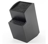 Universal Bamboo Knife Block Without Knives, Black Kitchen Knife Holder with Removable Bristle Inserts, Slanted Two-Tier Wooden Knife Block for Under-Cabinet Storage, FSC-Certified