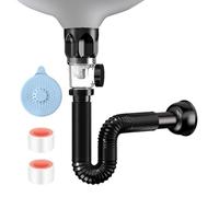 Universal Basin Plumbing Kit - Expandable Sewer Connector | Adjustable P Trap Tailpiece for Vanity Lavatory, Downspout Gasket, Clog Resistant Fittings, Water Disposal Line for Home