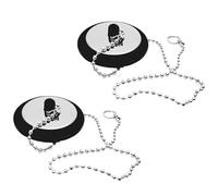 Universal Bath Plug, 2 Pcs Kitchen Sink Plug with Stainless Steel Chain, Bath Plug Replacement, Bathroom Sink Plug Replacement, Drain Stopper for Bathroom Kitchen