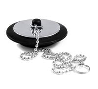 Universal bath plug with Stainless Steel Chain, bath plug replacement, Drain Stopper for Bathroom and Kitchen, bath plug and chain, Size 1.65in to 1.77in, Chain Length 16.5in