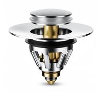 Universal Bathroom Sink Plug Replacement, Anti-Odour & Anti-Clogging Pop Up Drain Stopper with Brass Bounce Core, Basin Sink Filter for 32-42mm Drain Holes, Easy Installation (Silver)