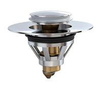 Universal Bathroom Sink Plug Replacement Brass Pop Up Bath Plug with Bounce Core, Bathroom Sink with Built-in Hair Catcher Basket, Easy-Install Replacement for 34-38mm Drain Holes