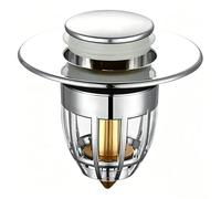 Universal Bathroom Sink Plug Replacement, Pop up Sink Drain Stopper with Hair Catcher, Basin Plug for 34mm to 40mm Drain Hole, ABS Plastic with Brass/Plastic Bounce Core, 1 PC