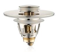 Universal Bathroom Sink Stopper - Bounce Wash Basin Drain Filter, Brushed Nickel Pop Up Drain Stopper, Bullet Core Push Type Sink Stopper, Sink Drain Plug with Anti-Clogging Strainer, for 1.1-1.5 inch