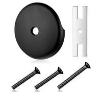 Universal Bathtub Drain One Hole Overflow Faceplate, Stainless Steel Single Hole Bathtub Overflow Drain Cover, Single-Holes Bath Tub-Drain Overflows-Plate with Matching Screws (Matte Black)