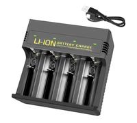 Universal Battery Charger For 26650 21700 18650 18500 16340 14500 18490 for Li-ion Ni-MH Ni-CD Rechargeable Batteries Lithium-ion Rechargeable USB-C Fast Charging Discharge Function 4 Independent Slot