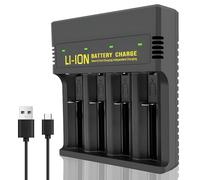 Universal Battery Charger for AA/AAA/C/D Rechargeable Batteries, USB-C Fast Charging with Smart LED Display, 4 Independent Slots for Ni-MH/Ni-CD Batteries Type C Input 2A USB Port Fast Charger
