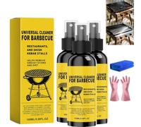Universal BBQ Cleaner for Greasy Grill, Greasy Grill Cleaner, Heavy Duty Grills Degreaser Spray, Effectively Removes Grease, for Outdoor Grills, Ovens, Microwaves, and Kitchen Accessories (3pcs)