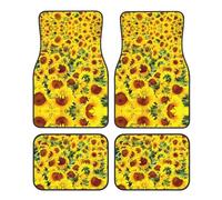 Universal Beautiful Sunflower Print Car Foot Mat 4-Piece Set â€“ Stylish Rubber Automotive Floor Mats for SUV Sedan Van Truck