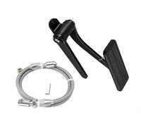 Universal Black Aluminum Throttle Pedal Gas Pedal Assembly with Silver Metal Throttle Cable - Compatible with GM Chevy Ford Mopar Street Rod Hot Rod Rat Rod Custom Cars - Non-Slip Durable Accelerator