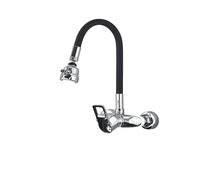 Universal Black Chrome Kitchen Sink Faucet Multi Mode Spout Wall Mount Hot & Cold Water Mixer Durable Leak Proof Ideal for Washbasin