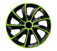 Universal Black Green Wheel Trim for 16" Wheels | Painted ABS Plastic with Steel Rim | Snap Fastened | Shock Proof | Protective Lacquer - Valve Hole | Pack of 1