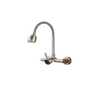 Universal Black Kitchen Sink Faucet Multi Mode Spout Wall Mount Cold/Hot Water Mixer Wear Resistant & Leak Proof Brush Nickel Finish Perfect for Modern Washbasins