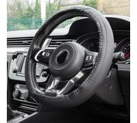 Universal Black Leather Look Steering Wheel Cover Soft Grip 14" - 15"