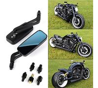 Universal Black Rectangle Bobber Mirrors Blue Mirror Reducing Glare Motorcycle Rear View Mirrors for Harley Honda Kawasaki Cruise Dirt Bike